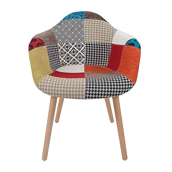 Patchwork Stuhl Set in Bunt Massivholzgestell (2er Set) günstig online kaufen