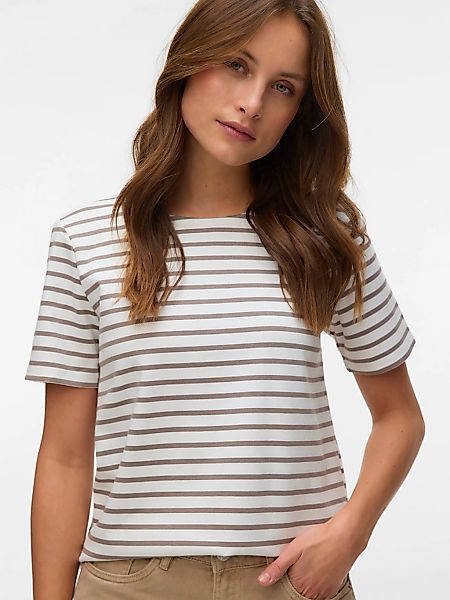 Vero Moda Rundhalsshirt "VMABBY SS ZIP TOP JRS NOOS" Materialmix, regular f günstig online kaufen