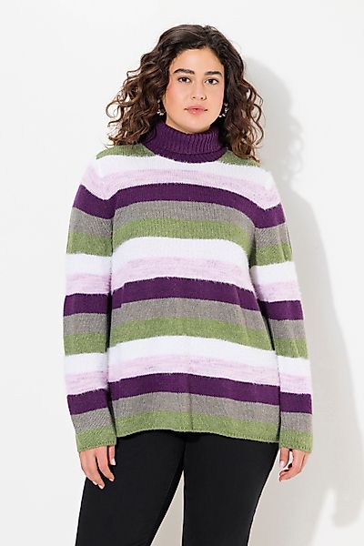 Ulla Popken Rollkragenpullover Pullover Ringel A-Linie günstig online kaufen