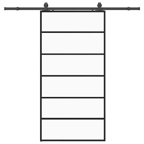 vidaXL Schiebetür mit Beschlag Schwarz 102x205 cm ESG-Glas 3375929 günstig online kaufen