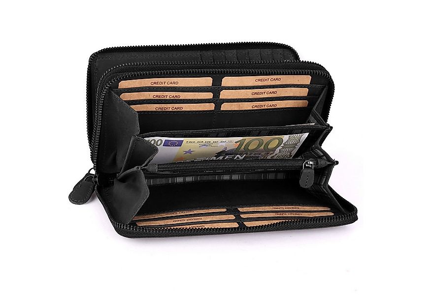 Benthill Geldbörse Damen Groß Echt-Leder RFID Portemonnaie Leder mit vielen günstig online kaufen