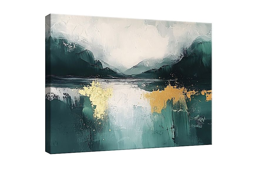 Wallarena Leinwandbild Marmor Absktrakt Grün Gold Wandbilder XXL Wand Deko günstig online kaufen