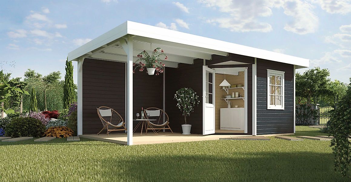 weka Gartenhaus "Designhaus 213 Plus", (Set), mit Anbaudach und Rückwand günstig online kaufen