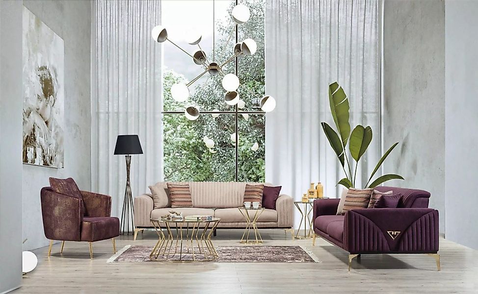 Villa Möbel Polstergarnitur LEAF, (Set, 3-tlg), Hand Made Quality, Luxus-Mi günstig online kaufen