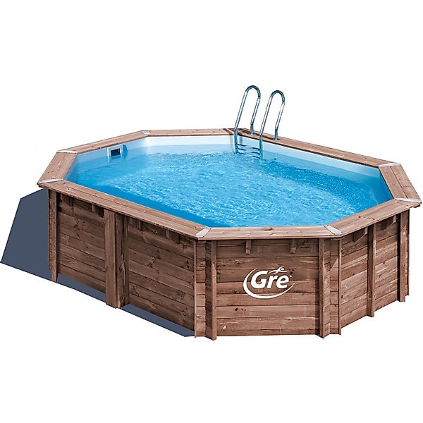 Gre Achteckpool "BAMBU mit Edelstahlleiter" Kiefernholz, BxLxH: 335x535x130 günstig online kaufen