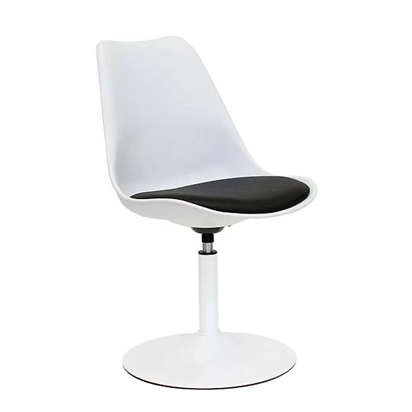 Design Drehstuhl in Weiß Schwarz gepolstert günstig online kaufen