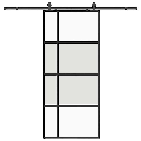 vidaXL Schiebetür mit Beschlag Schwarz 90x205 cm Hartglas 3375979 günstig online kaufen