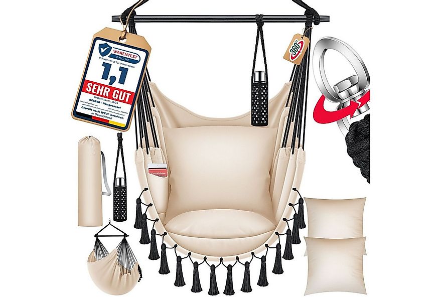 KESSER Hängesessel, Hängestuhl mit Kissen, Getränkehalter & Bücherfach bela günstig online kaufen