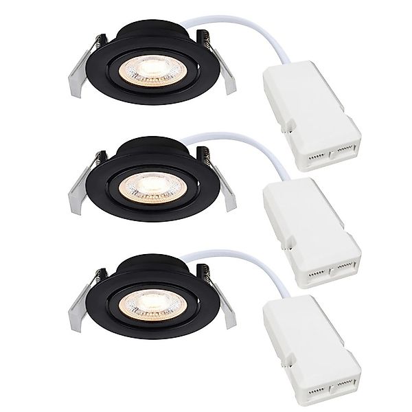 LED Einbauspot Monolo in Schwarz-matt 3x 4,8W 1350lm 3er Set günstig online kaufen