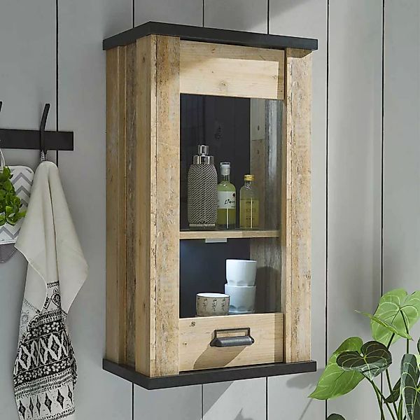 Landhaus Oberschrank Küche mit Glastür 50 cm breit - 90 cm hoch günstig online kaufen