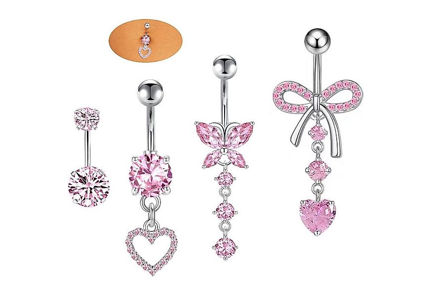 Habselikob Bauchnabelpiercing Bauchnabelpiercing 14G Herz Schmetterling CZ günstig online kaufen