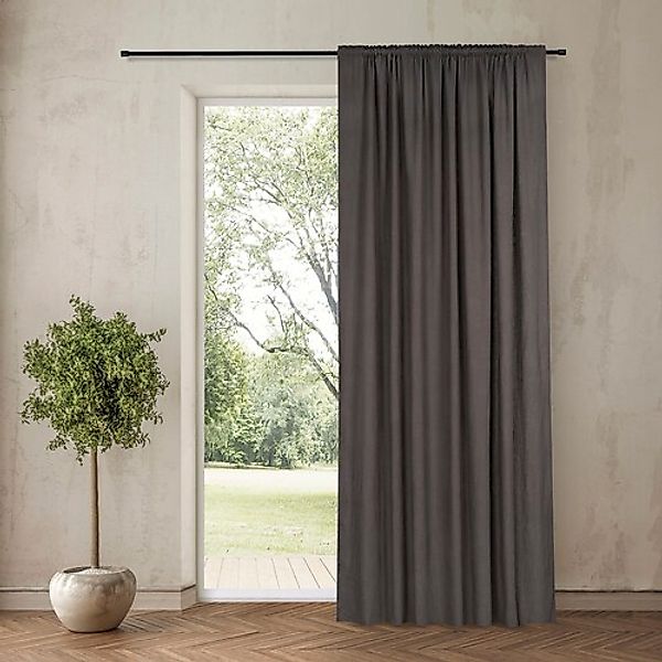 Gerster Vorhang Bio-Baumwolle/Leinen-Schal Uni, 140x270cm,anthrazit (OCS), günstig online kaufen