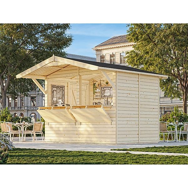 Palmako Stella Holz-Gartenhaus Braun Satteldach Tauchgrundiert 273 cm x 190 günstig online kaufen