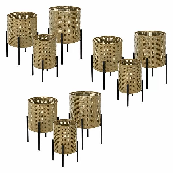 ML-Design Blumenständer 9er Set Schwarz-Gold aus Stahl Metall Pflanzenständ günstig online kaufen