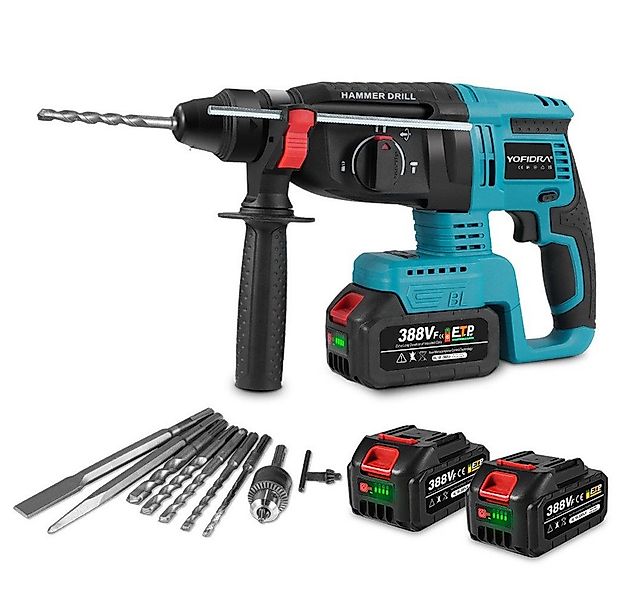 Yofidra Akku-Bohrhammer Bürstenloser SDS-plus Schlagbohrmaschine mit Bohrme günstig online kaufen