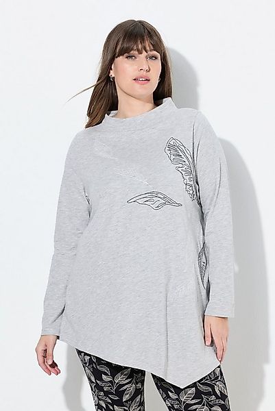 Ulla Popken Longshirt Longshirt Stickerei Stehkragen Langarm günstig online kaufen