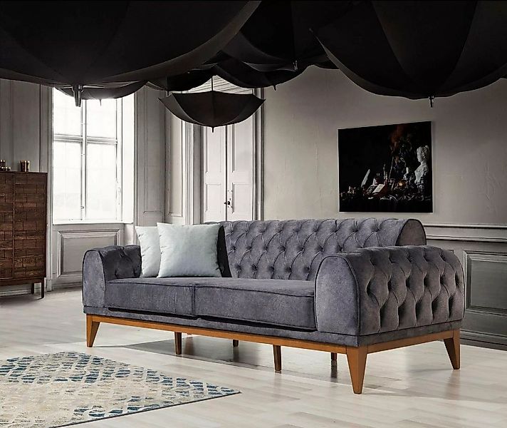 JVmoebel 3-Sitzer Grau Sofa 3er Sitz Sofas Textil Design Möbel Neu Dreisitz günstig online kaufen