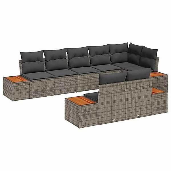 vidaXL Gartensofa-Set mit Kissen mit Speicher 8 Stk Grau Polyrattan 3356779 günstig online kaufen