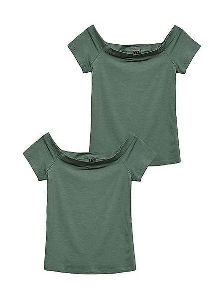 Vero Moda T-Shirt 2er-SET Schulterfreies Kurzarm T-Shirt Trendiger Look (2- günstig online kaufen