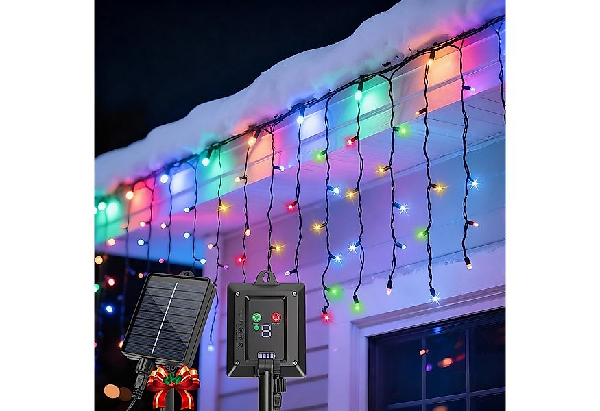 Aigostar LED-Lichtervorhang Solar Eiszapfen Lichterkette Außen 3M+5M*0.6M 1 günstig online kaufen