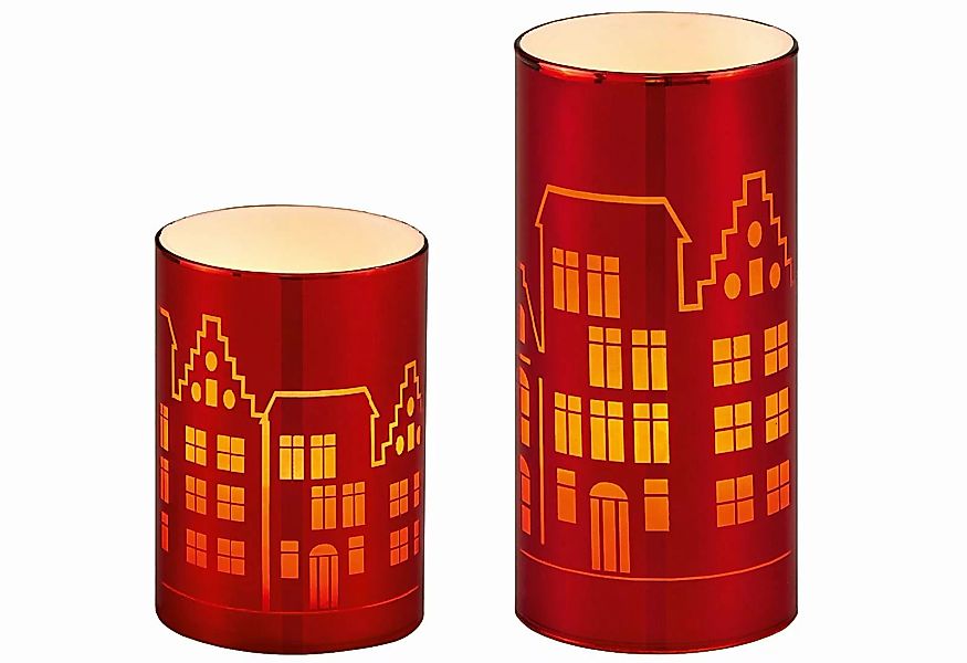 EK weihnachtliche Deko-Ideen LED Wachskerze Skyline rot 15 x 7,5 cm (rot) günstig online kaufen