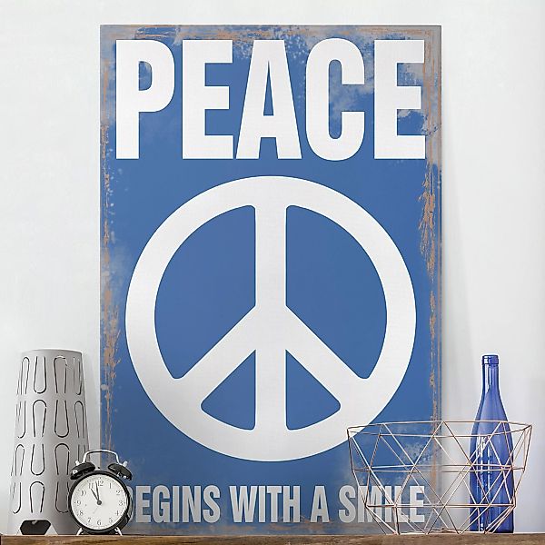 Leinwandbild Spruch - Hochformat Peace günstig online kaufen