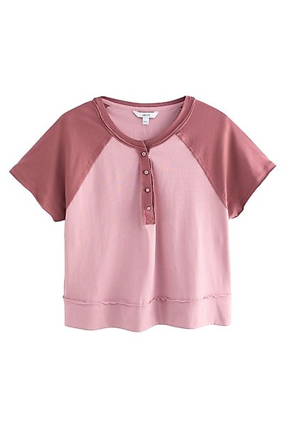 Next Henleyshirt Kürzer geschnittenes Henley-T-Shirt, Farbblock günstig online kaufen