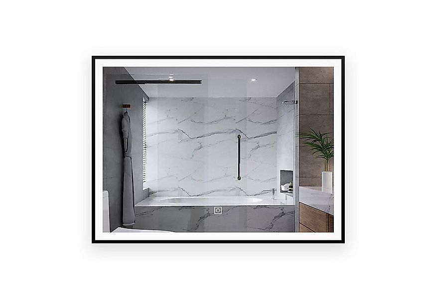 duschspa Badspiegel LED Spiegel mit Rahmen Schwarz Wandspiegel mit Beleucht günstig online kaufen