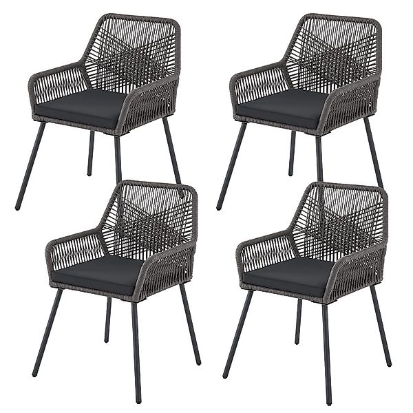 Juskys Rope Gartenstühle Kastos 4er Set Grau günstig online kaufen