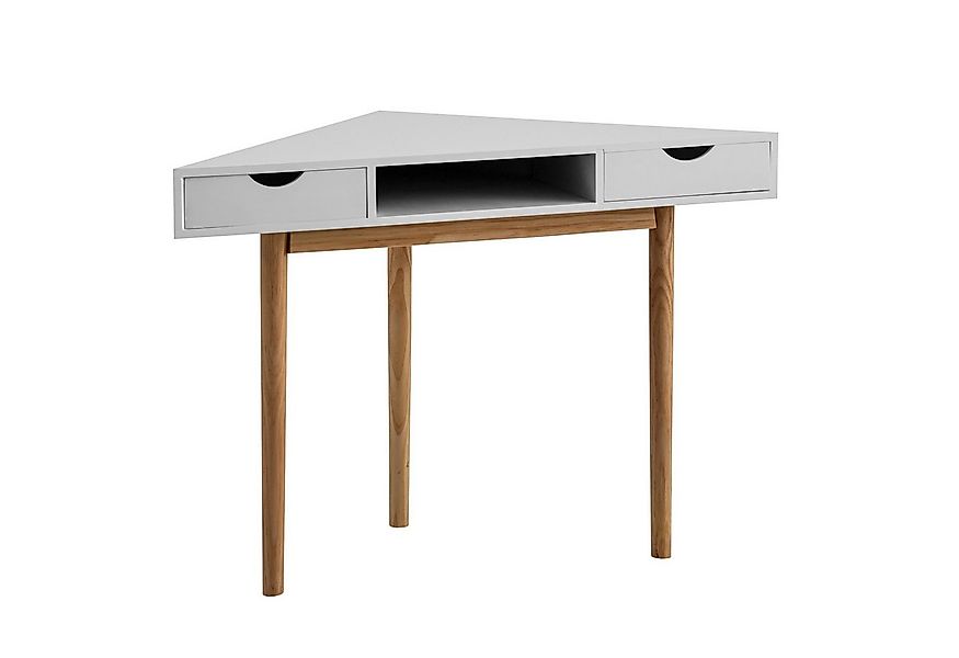 Wohnling Schreibtisch WL7.219 Eck 80 cm Weiß Schubladen Tisch Platzsparend günstig online kaufen