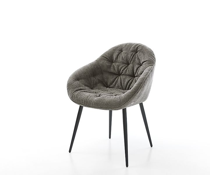 Esszimmerstuhl Gaio-Flex Bouclé Soft Schlamm 4-Fuß konisch Schwarz günstig online kaufen