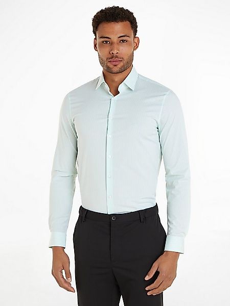 Calvin Klein Langarmhemd POPLIN STRIPE SLIM SHIRT mit Logoprägung günstig online kaufen