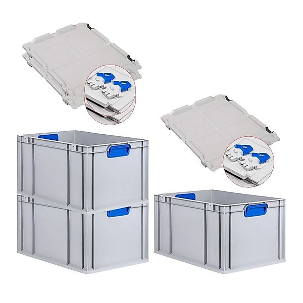 PROREGAL Spar Set 3x Eurobox Nextgen Color Mit Scharnierdeckel & Schiebesch günstig online kaufen