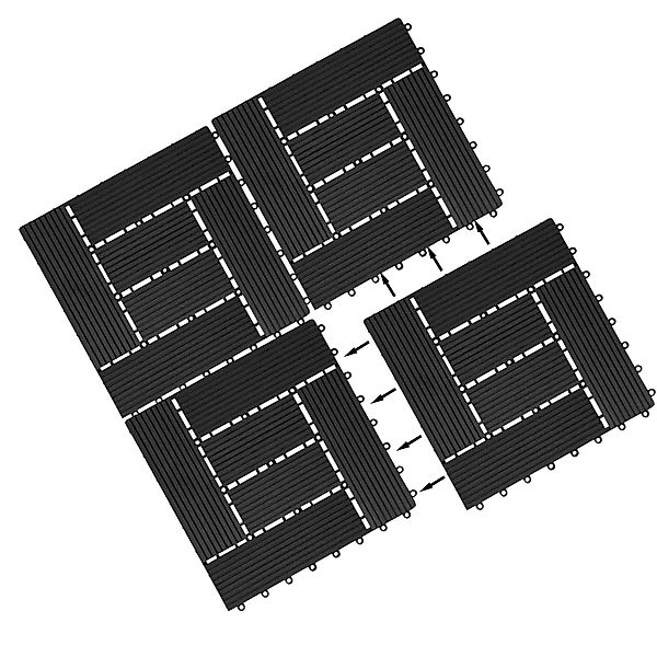 Casaria Holzfliesen 1x Mosaik Anthrazit, Terrassenfliesen günstig online kaufen