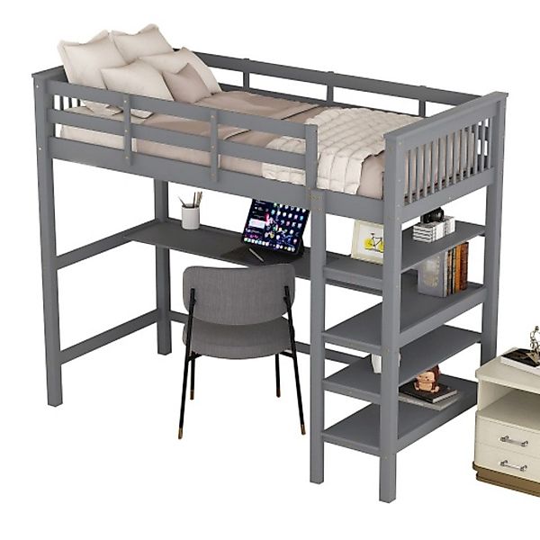 TavilaEcon Hochbett Kinderbett Holzbett mit Ablagefächern günstig online kaufen