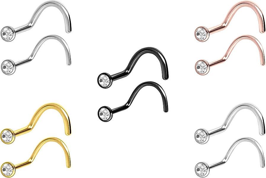 PIERCINGLINE Nasenpiercing Titan Nasenstecker Spirale FLACHER KRISTALL (Nas günstig online kaufen