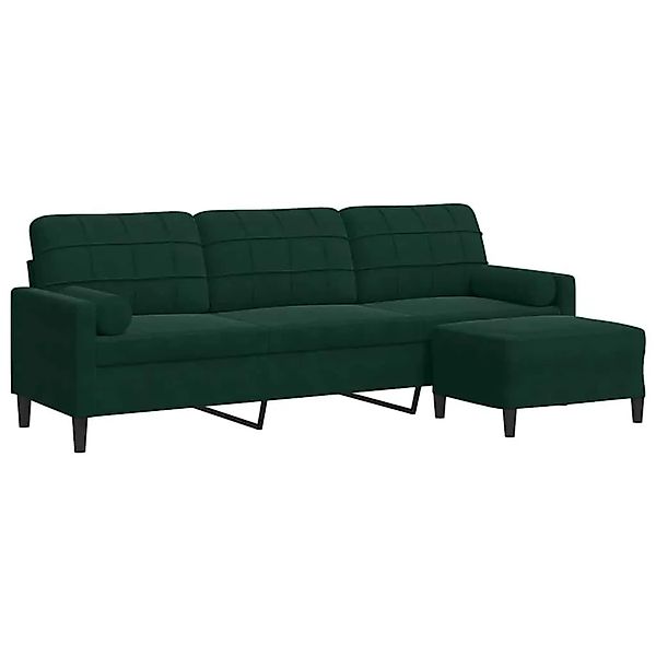 vidaXL 3-Sitzer-Sofa mit Hocker Dunkelgrün 210 cm Samt 3278279 günstig online kaufen