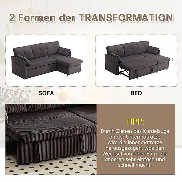 Fanttik Ecksofa Modulares L-Form Sofa, modulares Ecksofa für Wohnzimmer Sch günstig online kaufen