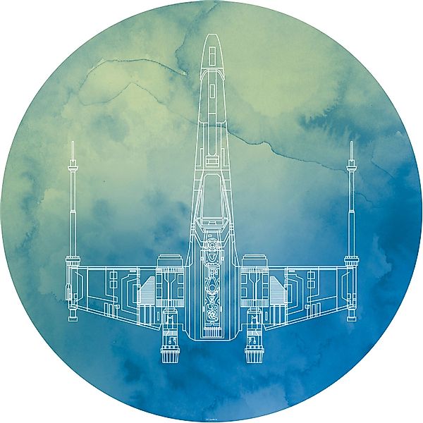 Disney Selbstklebende Runde Tapete Star Wars X-Wing Blau und Grün Ø 128 cm günstig online kaufen