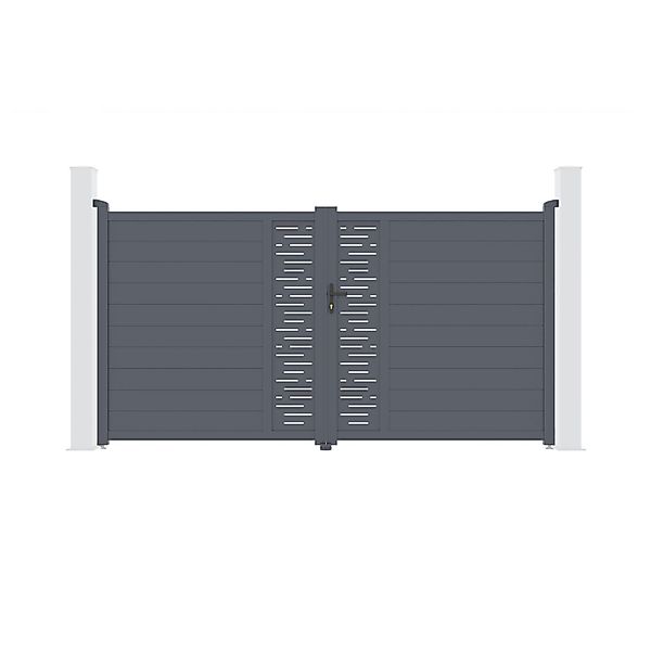 Casanoov Flügeltor 3M Arlberg H 180Cm & 2 Pfosten H 190Cm Aluminium Grau günstig online kaufen