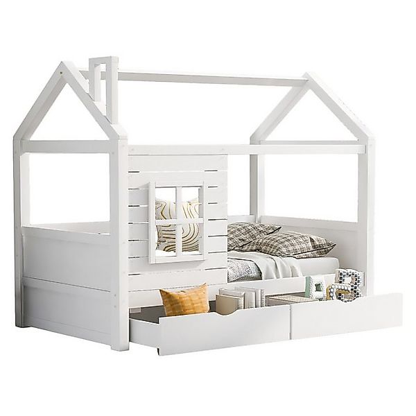 Gotagee Kinderbett 90x200cm Massivholz mit Rausfallschutz Fenster vielseiti günstig online kaufen