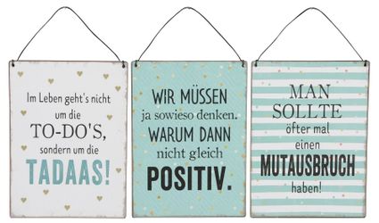 Levandeo® Wandbild, 3er Set Blechschilder H20cm günstig online kaufen