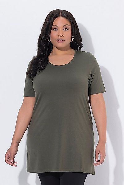 Ulla Popken Longshirt Longshirt A-Linie Rundhalsausschnitt Halbarm günstig online kaufen