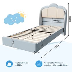 HOMAVO Kinderbett Polsterbett, Einzelbett mit LED-Beleuchtung günstig online kaufen