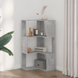 vidaXL Bücherregal Eck-Bücherregal 3 Böden Betongrau günstig online kaufen