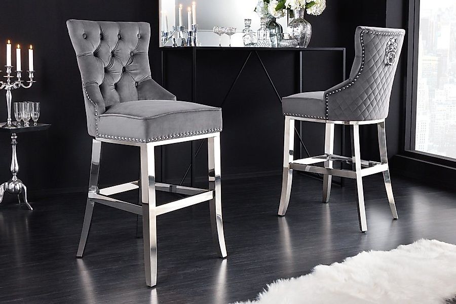 riess-ambiente Barhocker CASTLE DELUXE grau / silber (Einzelartikel, 1 St), günstig online kaufen