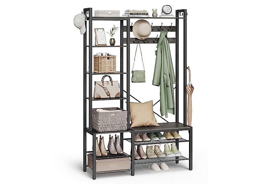 VASAGLE Garderobenständer Garderobe, Garderobenständer mit Schuhbank, 5 Reg günstig online kaufen