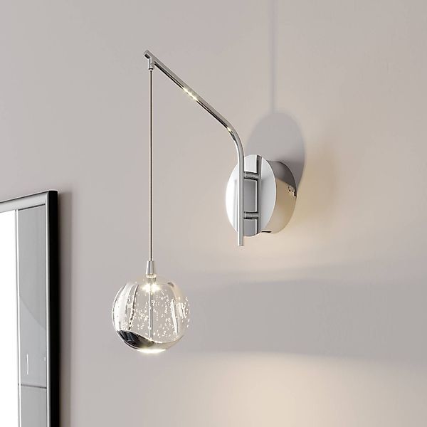 Lucande LED-Wandlampe Hayley, chromfarben, Glas, 34 cm hoch günstig online kaufen