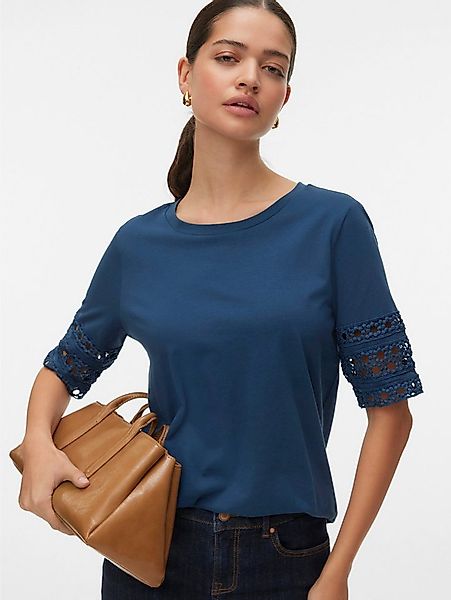 Vero Moda T-Shirt VMIVACY 2/4 O-NECK TOP JRS BTQ mit Lochstickerei günstig online kaufen