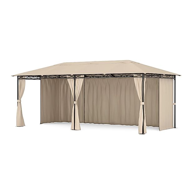 Blumfeldt Mondo 3x6 m Pavillon mit Metallrahmen und 4 Seitenwänden Beige günstig online kaufen